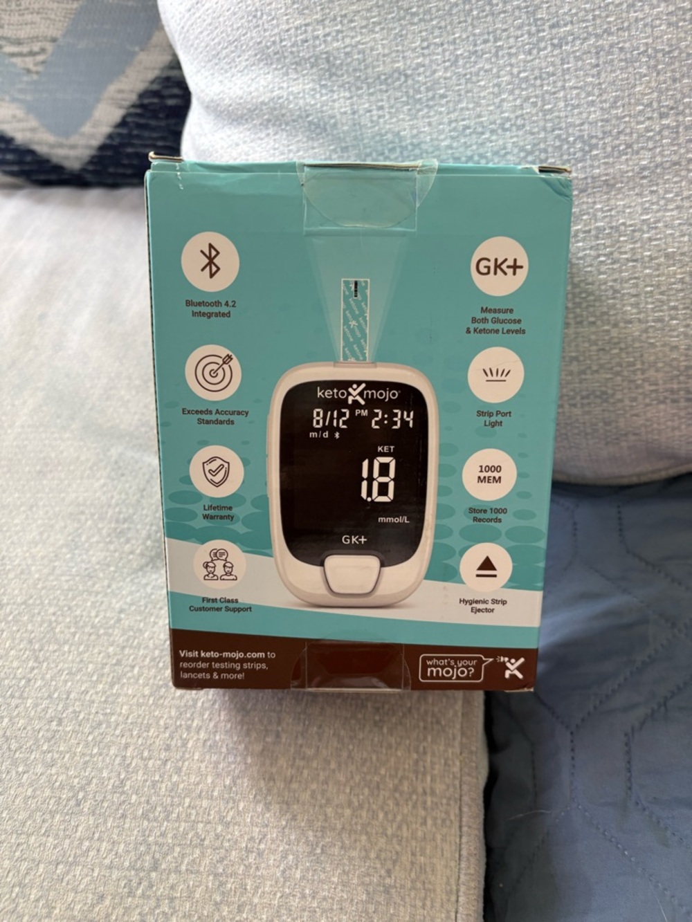 Keto-Mojo GK+ Ketone & Glucose Meter - Teal Box